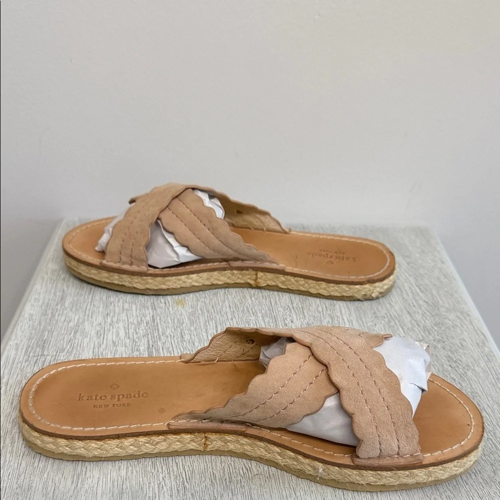 Kate Spade Size 8M Pink Scalloped Espadrille Sandals Leather